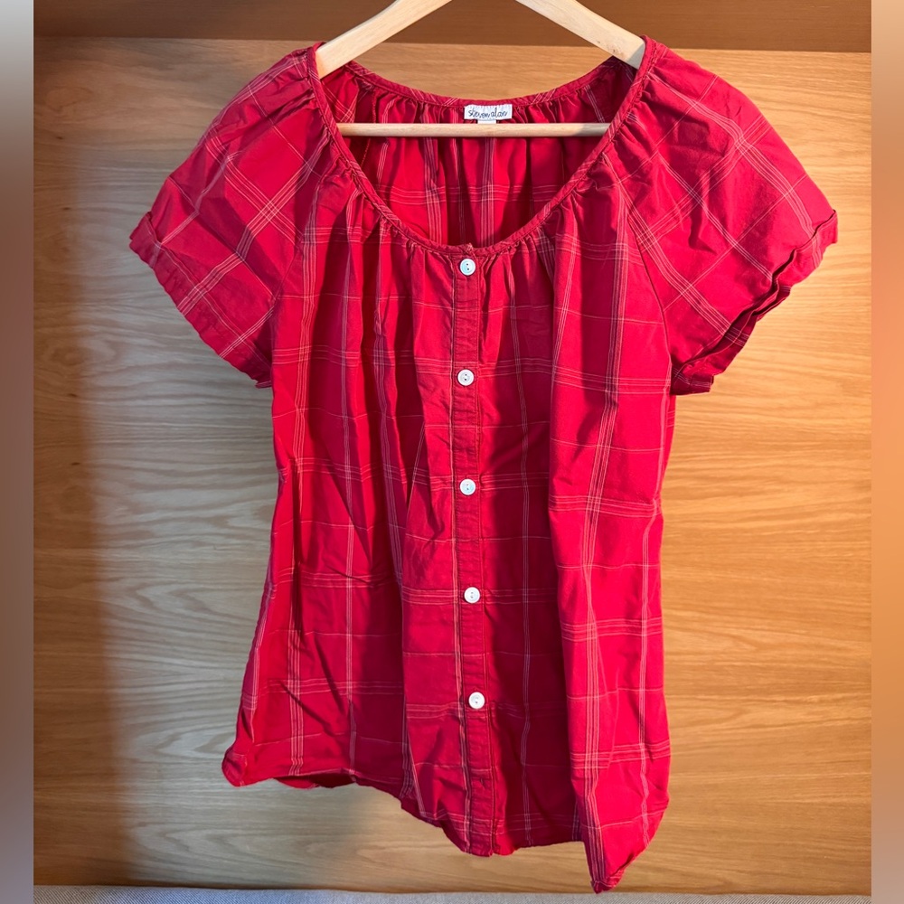 Steven Alan Red Puff Sleeve Blouse